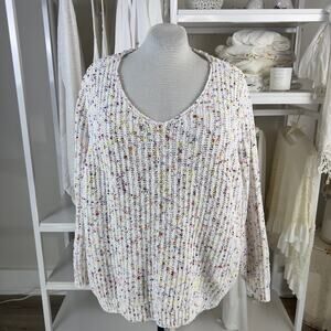 St. John's Bay women's plus size 3X white shaker sweater multicolor  #1981